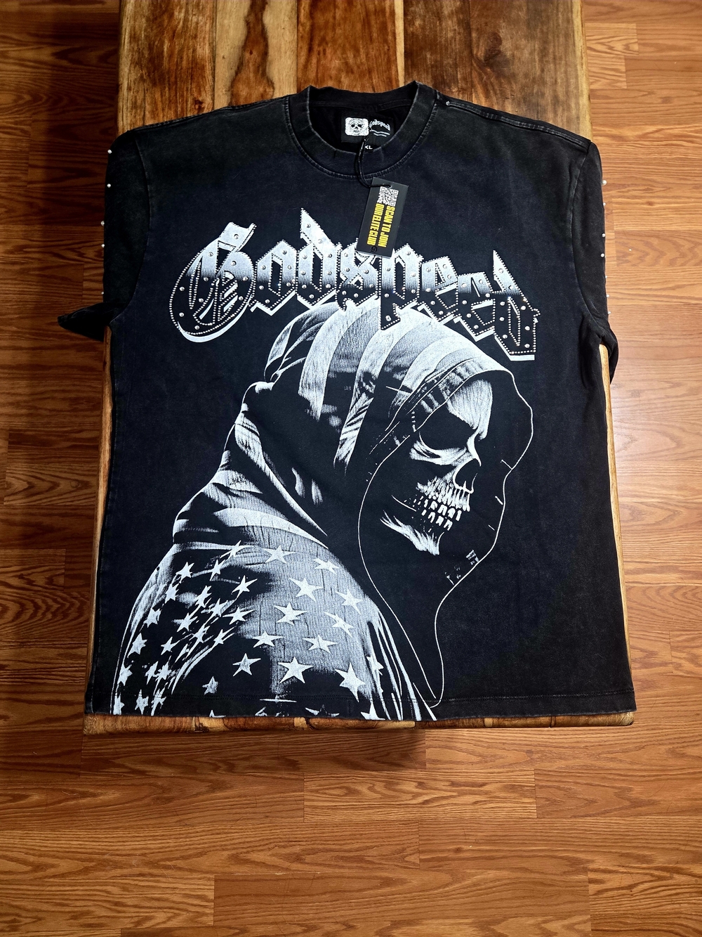 Godspeed New York "Rarity Collection MMXXIV" Men's Reaper Flag Rhinestone Tee - Picture 3 of 10